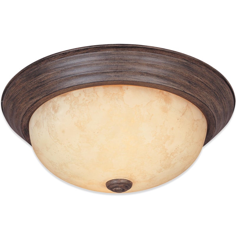 DESIGNERS FOUNTAIN Reedley 2-Lights Flush Mount Ceiling Light, 11 Inch Lighting Fixture for Kitchen, Bedroom, Bathroom, and Hallway, Amber Glass, Warm Mahogany, 1257S-WM-AM - Image 1